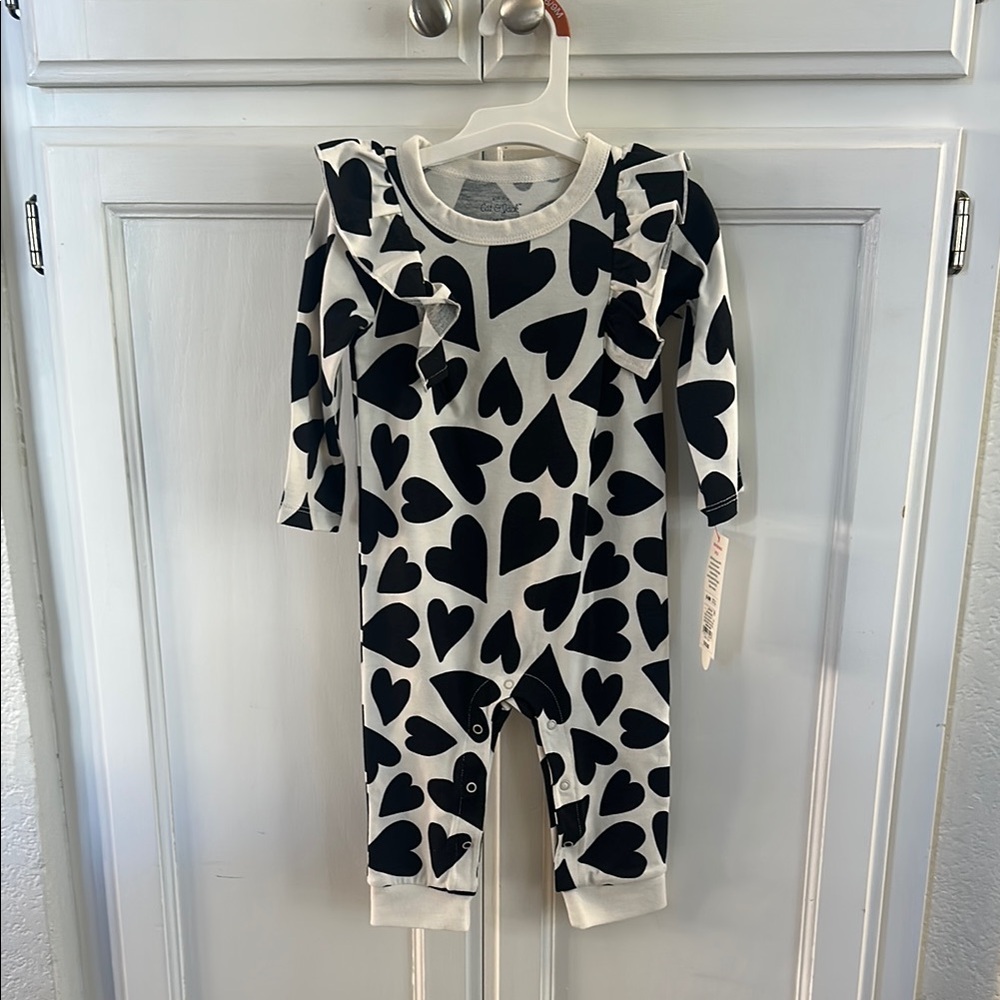Black Heart Patterned Baby Romper